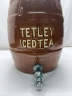 Vintage Tetley Iced Tea Ceramic Crock Beverage Dispenser W Spigot Barrel W lid