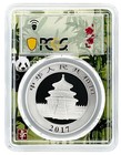 2017 China 10 Yuan 30 Gram Silver Panda Pcgs Ms70 - Bamboo Core