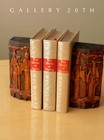Qing Dynasty Handcarved Scholars Wood Sculpture  Bookends Ming Teak Carving Vtg