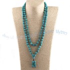 10x12mm Blue Turquoise Carve Skull 108 Prayer Beads Tibet Buddhist Mala Necklace