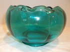 Vintage Turquoise Glass Bowl Mid Century  Base 3  L X 3  W  X 4 25  H