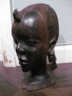 vintage African Hand-carved Ebony Wood Female Head Bust Statue 9 5    Tall