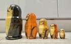 Vintage Hand Painted Cat Russian Nesting Dolls Matryoshka Set Of 5 Artist Signed