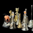 Lot Of 15 Vintage Bells Brass Ceramic Metal  Antique Bell