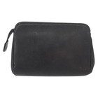 Chanel Pouch Grained Calf Skin Black Gold Cc Auth 121318