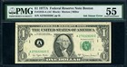 Fr  1910 A  1 1977-a Federal Reserve Note Error Ink Smear Pmg Au55 Minor Stains
