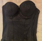 Black Lace Corset Bustier Top With Garter Straps Medium