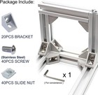 20 Sets 2020 Aluminum Extrusion T Slot Corner Bracket 20 Series Extruded