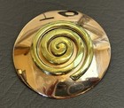 Vintage Studio Artisan Copper Brass Modernist Abstract Sculpture Spiral Brooch