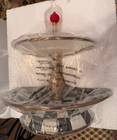 Mackenzie-childs Enamel Two-tier Sweet Stand Courtly Check