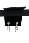 Vintage Silver Tone Rhinestone Dangling Screw Back Earrings 