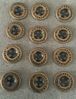  12 Vintage Metal 4-hole  equipements Militaires  Buttons Brass Or Pewter Color