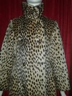 1960s Safari Leopard Faux Fur Womens Vintage Coat  Thick Heavy Belted Trench