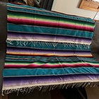 Serape Saltillo Vintage Large Wool Striped Blanket Southwestern 1950s 60s Mexico