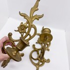 Ornate Heavy Brass Wall Sconce Candle Hollywood Regency Vamp Witchy Metal Vtg