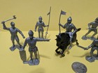 Marx Knights  silver  Playset full Set Of 7   Horse 54mm   Toy Soldiers  Vintage