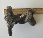 Two Mallard Drake   Hen Miniature Hand Carved Wood Decoy Ducks Log Made In Ohio
