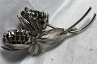 Brooch Pin - Silver Tone - Lillies On Stems - Statement Pin
