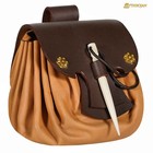 Medieval Leather Belt Pouch With Toggle Closure Sca Larp Cosplay Waist Bag