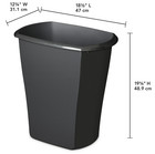 Kitchen Trash Can  10 Gallon Plastic Garbage Bin With No Lid  Black 18x12x19