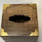 Wooden And Brass Tissue Box Holder Cover Square 5 5 Inches 