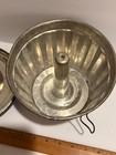 Vintage Tin Bundt Pan  Steamed Plum Pudding Or Cake Mold   Lid Rustic 7   
