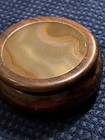 Vintage Wood Brazil Agate Natural Inlay Stone Trinket Jewelry Box Felt Lined 3 5