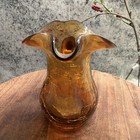 Amber Crackle Pitcher With Applied Handle 3 1 2 h 2 w