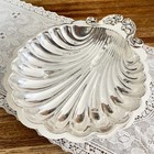 Vintage Silver Plate Scallop Clam Shell Tray Large 10x12    Dish Coastal Nautical 