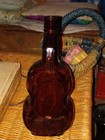 Vintage Figural Amber Glass Guitar Whiskey Bottle Decanter  Pint