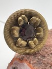 10 5    Antique Victorian Large Amethyst Glass Brass Flower Hatpin Hat Pin