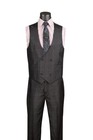 Vinci Men s Regular Fit Glen Plaid 2-button 3-piece Suit Black