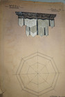 Large 19th Century Gouache Drawing Architecture Chandelier Art Deco Decoratio   