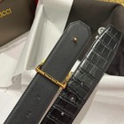 Stefano Ricci Men s Black Crocodile Embossed Leather Belt Gold Eagle Buckle