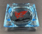 Vintage Thunderbird Hotel Casino Las Vegas Blue Glass Square Ashtray Nevada Mcm