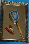 Vintage 3 Piece Brass Vanity Dresser Set Mirror Golden Wheel Brush Folding Comb