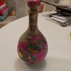 Chinese Pink Floral   Bird Porcelain Vase W  Red Character Mark