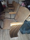 Vintage Theater Auditorium Seats Lot W  Armrests  Wood Seats   Metal Bases