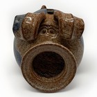 Hand Thrown Stoneware Pottery Piggy Bank Cork Nose Folk Art Pig Drip Glaze