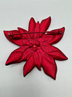 A7-5600 Vintage Brooch Pin 2 1  Christmas Rhinestone Poinsettia Flower Enamel