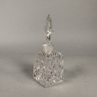 Vtg European Art Deco Clear Glass Perfume Bottle   Diamond Shaped Stopper
