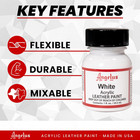 Angelus Acrylic Leather Paint  1 Fl Oz  White - Professional Flexible  Crack