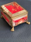 Antique Victorian French Beveled Faceted Glass   Brass Jewelry Casket Box
