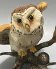 Vintage Lefton Ceramic Owl Perched On Branch Bird Figurine Statue Home Decor