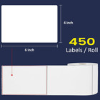 4  X 6  Direct Blank Thermal Shipping Labels With 450 Per Roll - Compatible Wit