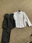 Van Heusen Boys 4-piece Suit Set Size 5 Black Pants Vest White Shirt Bow Tie