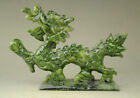 Chinese Exquisite Green Jade Hand-carved Feng Shui Dragon Beast Lucky Statue
