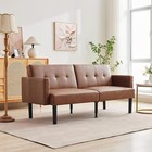 75 5    3-position Futon Sofa Bed  700lb Cap  Pu Leather Or Linen  Mid-century