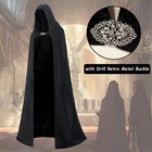 Women   s Renaissance Hooded Cape  Velvet Cloak With Hood 130cm 51inch Black