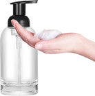 Thick Clear Glass Jar Soap Dispenser With Foaming Pump 13 Ounce Clear Round Bott